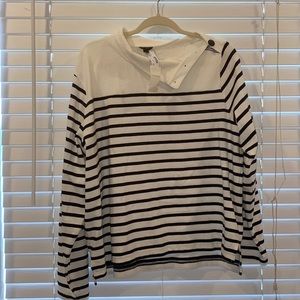 Navy blue and white striped Jcrew sweatshirt